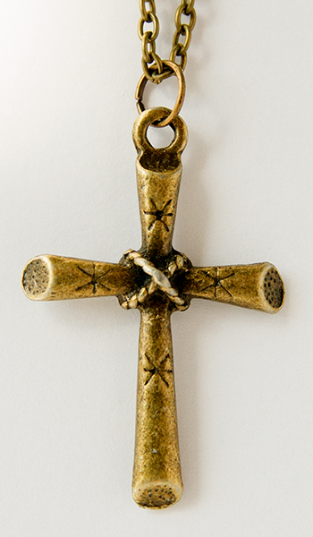 Кулон металлический на цепочке под бронзу - Крестик с обвязкой накрест (КМБЦ-10)