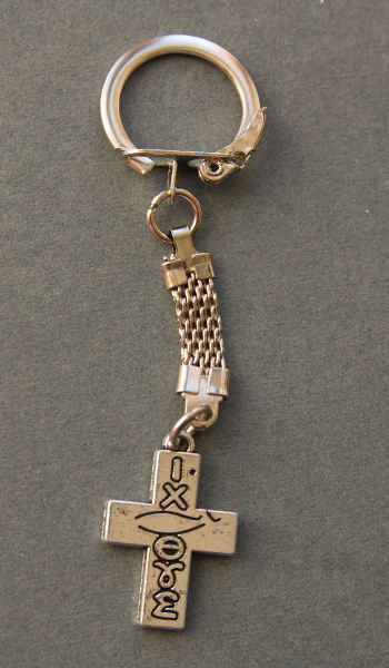 Брелок металлический под серебро Крест-Иктус (БСБМк-28)