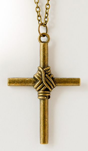 Кулон металлический на цепочке под бронзу Крестик с обвязкой на крест большой (КМБЦ2-3)