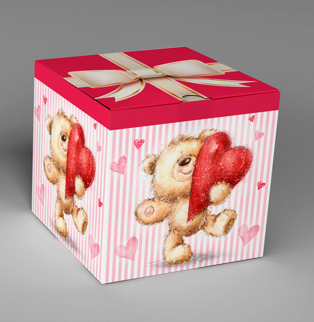 Подарочная коробка для кружки «Мишка с сердцем»