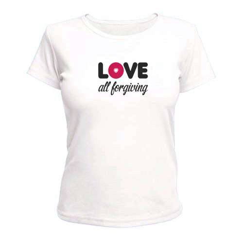 Женская футболка - Love all forgiving (Любовь все прощает) - белая