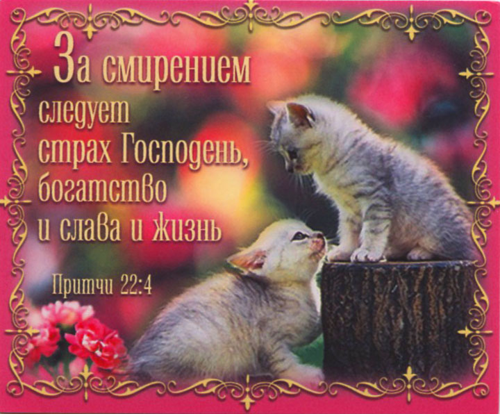 За смирением следует страх Господень, богатство и слава и жизнь. Притчи 22:4 - открытка-карточка 8х9,5