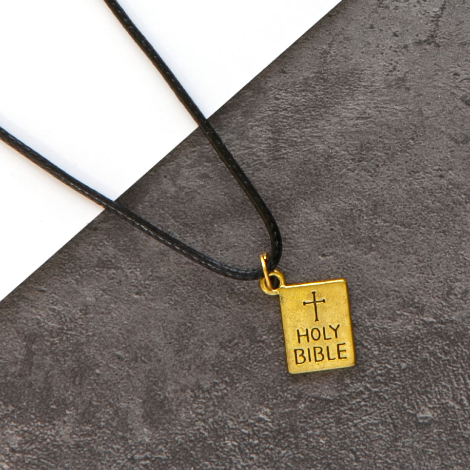 Кулон на шнурке - Holly Bible (Святая Библия) под золото