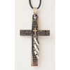 Кулон металлический на х/б шнурке Крест черный три кольца "Отче Наш" на латыни (КМШк-8)