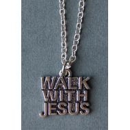 Кулон металлический на цепочке под серебро Walk with Jesus (КМСЦк2-7)