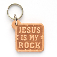 Брелок "Jesus is my Rock!" - брелок из натуральной кожи