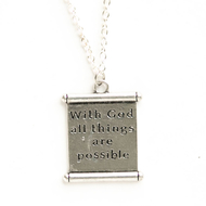 Кулон на цепочке - With God all things are possible (свиток)