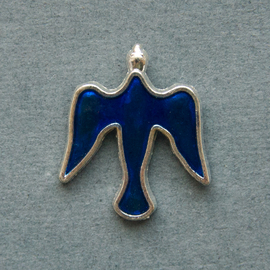 Значок на цанге Голубь, синий, металл под серебро (ЗЦк-10)