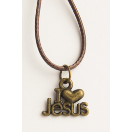 Кулон металлический под бронзу на х/б шнурке I Love Jesus (КМБШк-24)