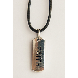 Кулон металлический под бронзу на х/б шнурке, прямоугольник надпись вертикально Faith (КМСШк-48)