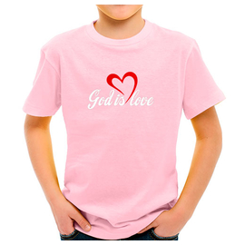 Детская футболка - GOD is love (БОГ есть любовь) - розовая
