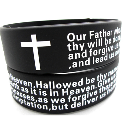 Браслет силиконовый - Our Father, who art in heaven, черный (БРШк-11)