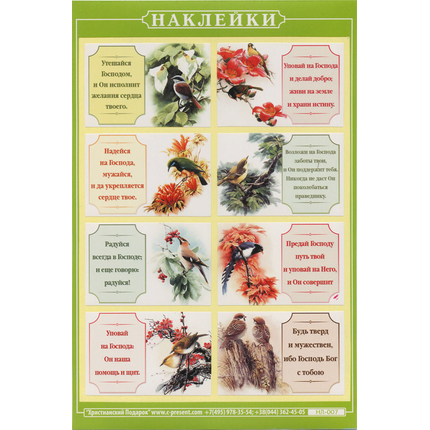 Наклейка листовая А5 (НЛ007) Птицы,