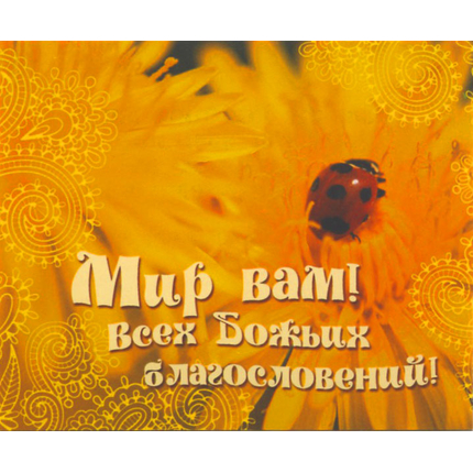 Мир вам! Всех Божьих благословений! - открытка-карточка 8х9,5