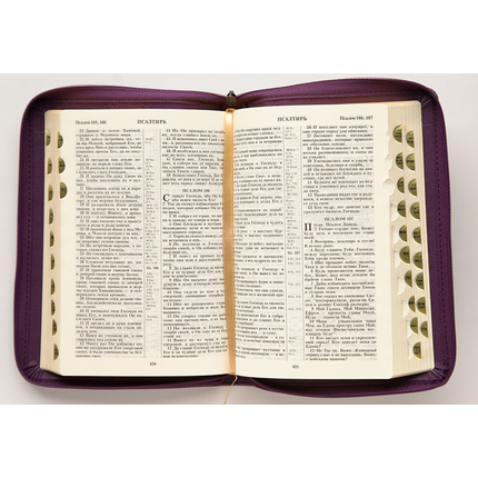 Библия (14х20,5см, фиолетовая, под крокодила, молния, золотой обрез, закладка)