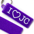 Светоотражающий брелок прямоугольный - I love JC (сердце) - фиолетовый