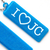 Светоотражающий брелок прямоугольный - I love JC (сердце) - голубой