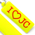Светоотражающий брелок прямоугольный - I love JC (сердце) - желтый