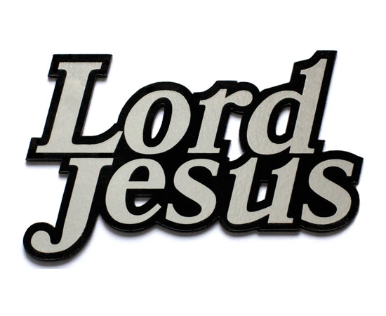 Наклейка пластиковая "Lord Jesus" большая (9,6х6 см, "серебро")