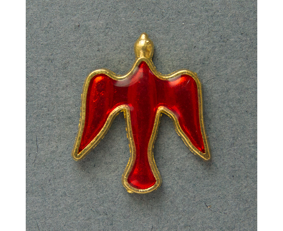 Значок на цанге Голубь, красный, металл под золото (ЗЦк-6)