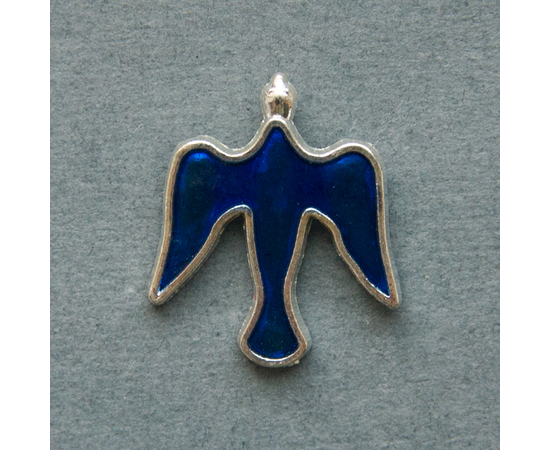 Значок на цанге Голубь, синий, металл под серебро (ЗЦк-10)