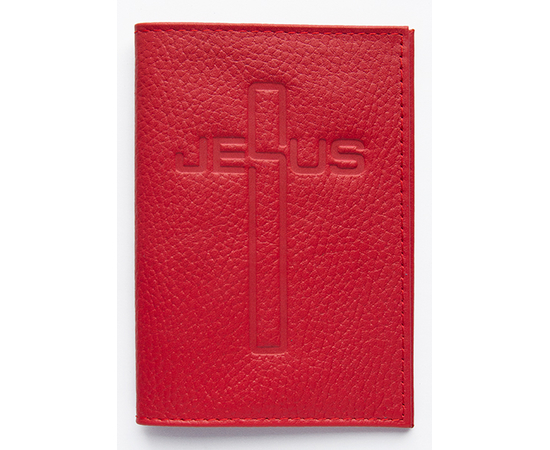 Обложка на паспорт из натуральной кожи "Крест Jesus" (цвет в ассортименте)