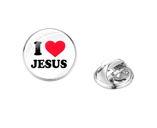 Значок на цанге - I love Jesus