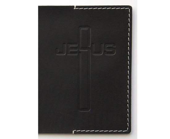 Обложка на паспорт из натуральной кожи (кожа буйвола) "Крест Jesus", цвета в ассортименте