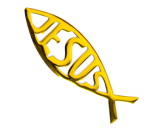 Наклейка на машину "Рыбка Jesus" под золото