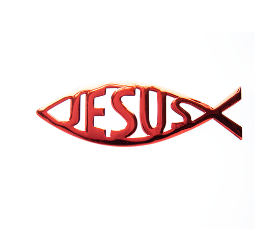 Наклейка на машину "Рыбка Jesus" красная