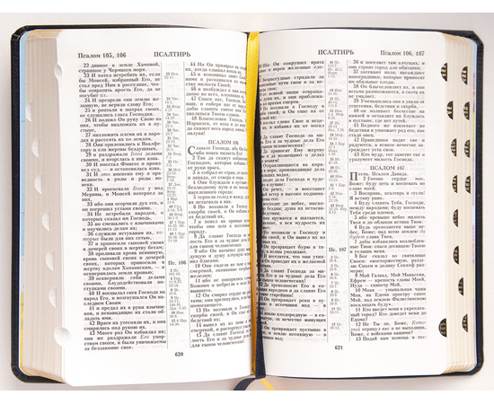 Библия каноническая (12х18,5см, тёмно-синяя кожа, золотой обрез, индексы, 2 закладки)