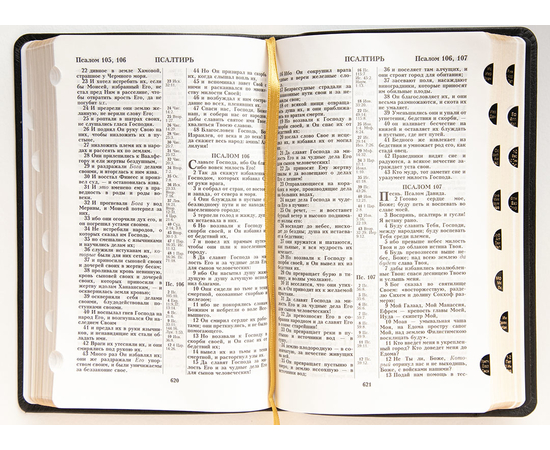 Библия (14х21,5см,чёрная кожа, золотой обрез, индексы, закладка, крупный шрифт)