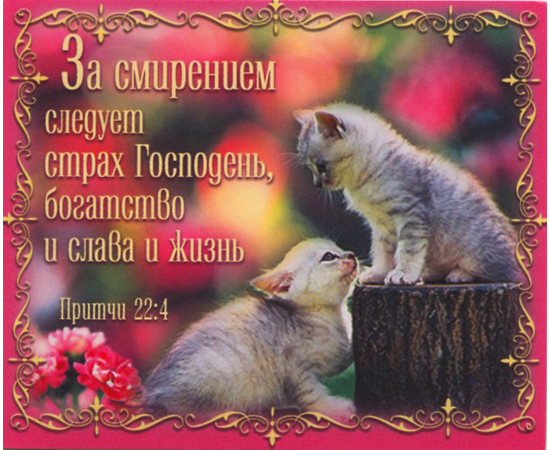 За смирением следует страх Господень, богатство и слава и жизнь. Притчи 22:4 - открытка-карточка 8х9,5