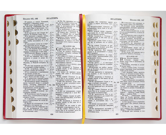 Библия ( 17х23,5см, искусств. кожа, бордо, золотая рамка, надпись "Библия", золотой обрез, индексы, 2 закладки, слова Иисуса выделены жирным, крупный шрифт)