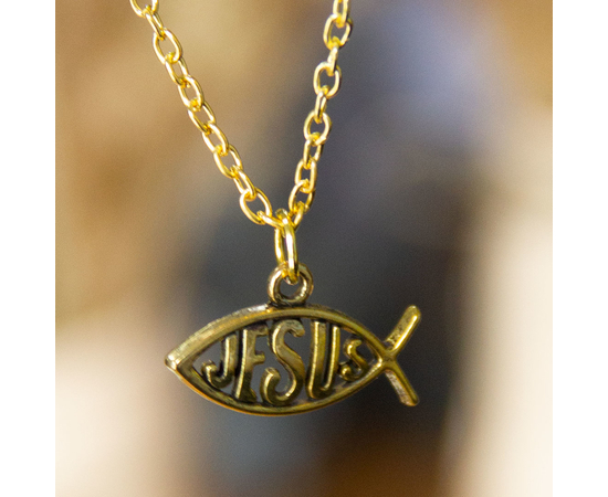 Кулон на цепочке - Рыбка-Jesus (под золото)