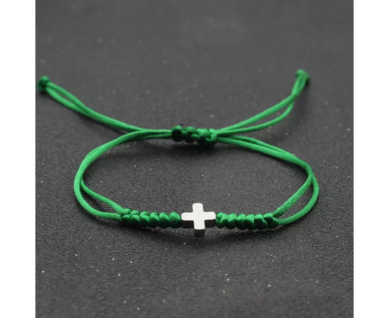 Браслет на шнурке - Крест (зелёный)
