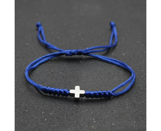 Браслет на шнурке - Крест (синий)