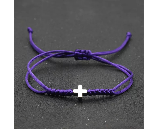 Браслет на шнурке - Крест (фиолетовый)