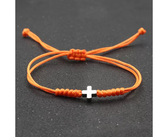 Браслет на шнурке - Крест (оранжевый)