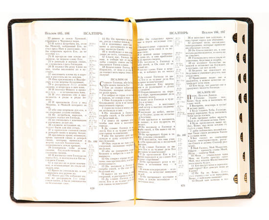 Библия (14х21,5см, чёрная кожа, золотой обрез, индексы, закладка, крупный шрифт)