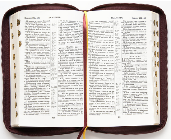 Библия (14,3х22см, натуральная кожа, бордовый пятнистый, надпись "Библия" с вензелем, молния, золотой обрез, индексы, 2 закладки, слова Иисуса выделены жирным, средний шрифт)