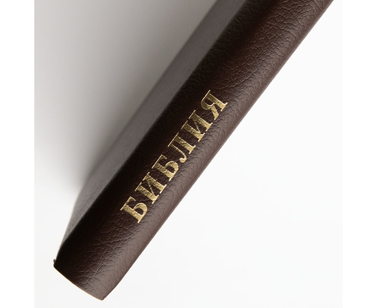 Библия (18x24,3см, натуральная кожа, коричневый пятнистый, надпись "Библия" с вензелем, золотой обрез, 2 закладки, слова Иисуса выделены жирным, крупный шрифт)